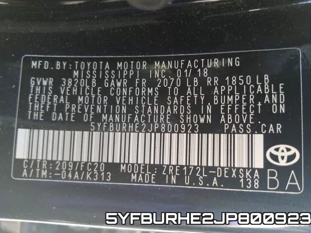 5YFBURHE2JP800923 фото 2