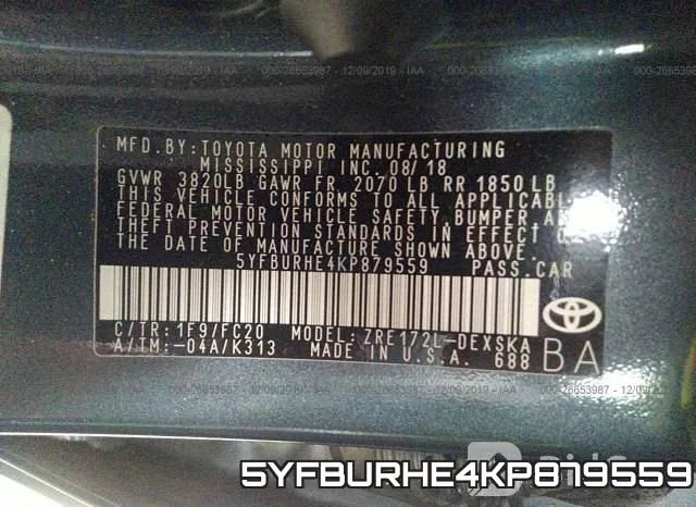 5YFBURHE4KP879559 фото 10