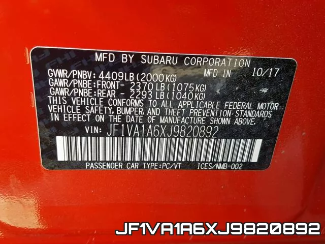 JF1VA1A6XJ9820892 фото 2
