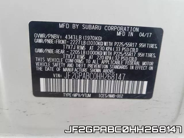 JF2GPABC0HH268147 фото 2