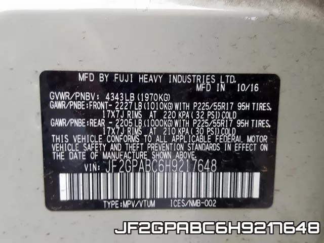 JF2GPABC6H9217648 фото 2