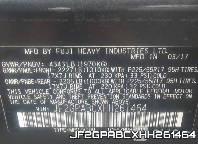 JF2GPABCXHH261464 фото 10