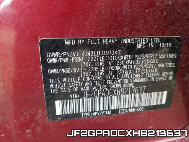 JF2GPADCXH8213637 фото 2