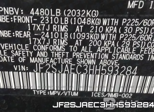 JF2SJAEC3HH593284 фото 10