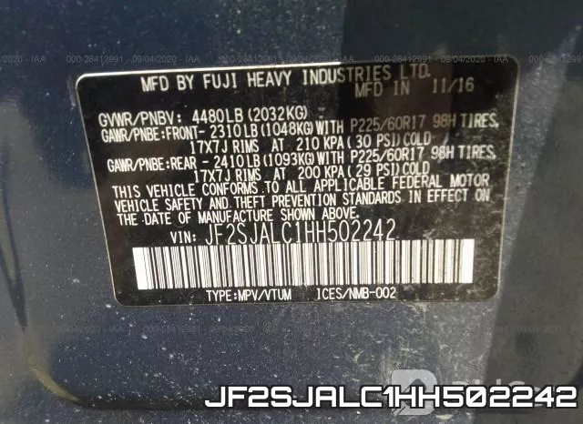 JF2SJALC1HH502242 фото 10