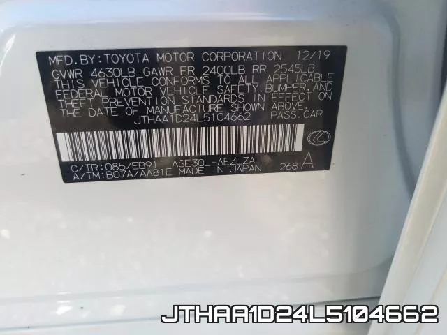 JTHAA1D24L5104662 фото 2