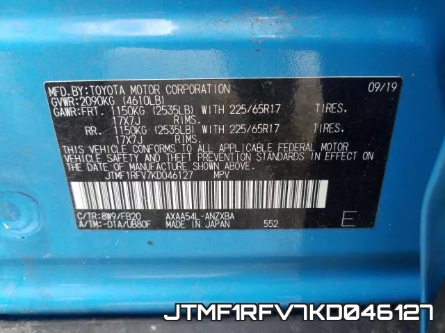 JTMF1RFV7KD046127 фото 2