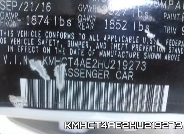 KMHCT4AE2HU219273 фото 10