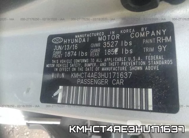 KMHCT4AE3HU171637 фото 9