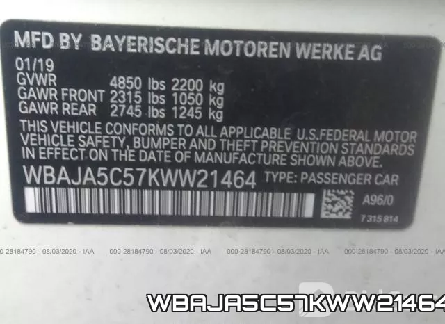 WBAJA5C57KWW21464 фото 10