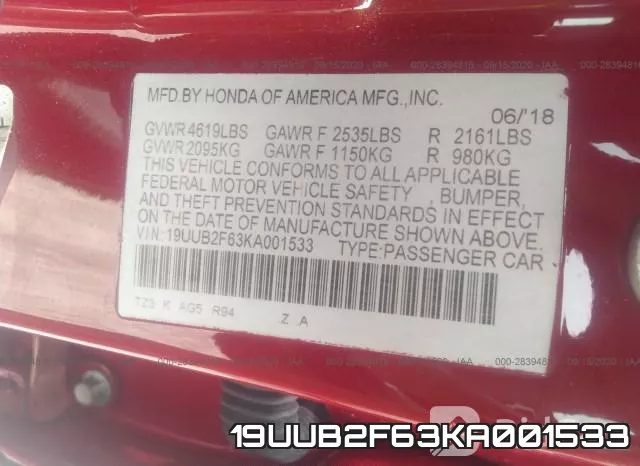 19UUB2F63KA001533 фото 10