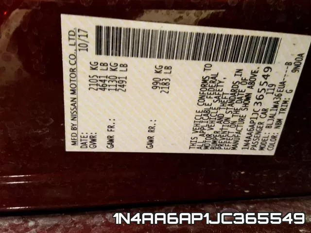 1N4AA6AP1JC365549 фото 2