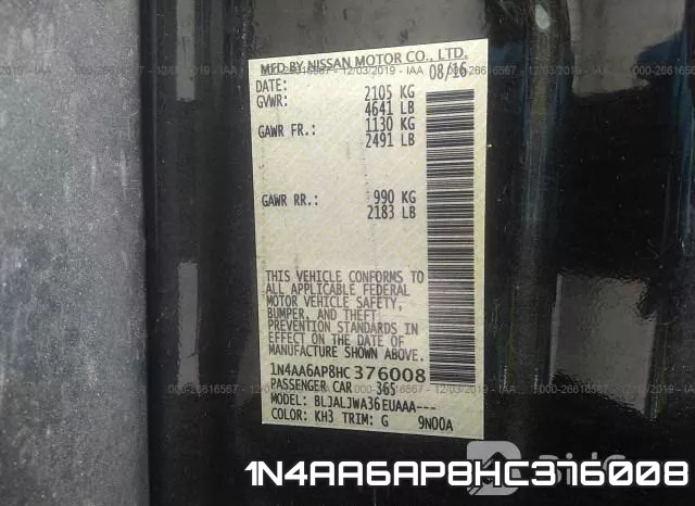 1N4AA6AP8HC376008 фото 10