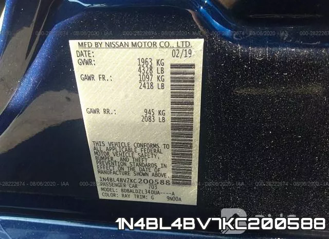 1N4BL4BV7KC200588 фото 10