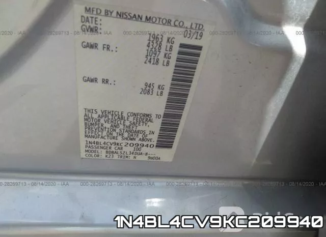 1N4BL4CV9KC209940 фото 10