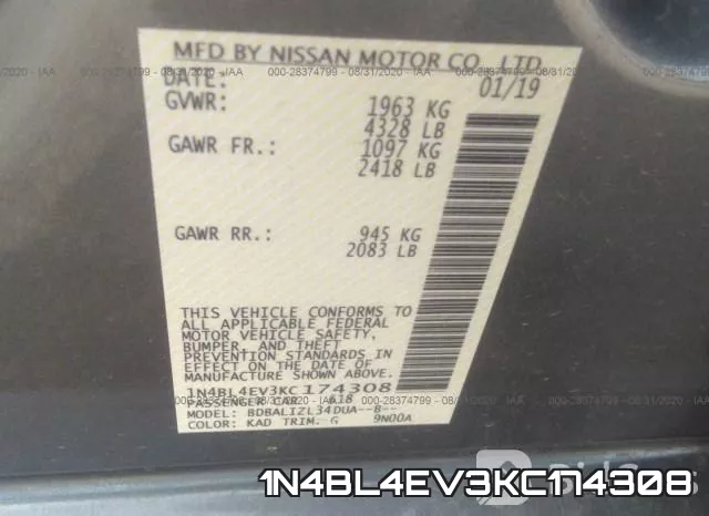 1N4BL4EV3KC174308 фото 10