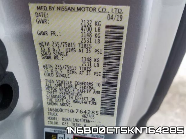1N6BD0CT5KN764285 фото 2