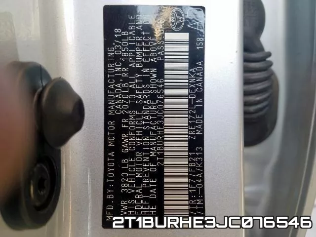 2T1BURHE3JC076546 фото 2
