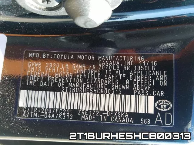 2T1BURHE5HC800313 фото 2