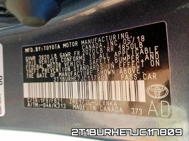 2T1BURHE7JC117809 фото 2