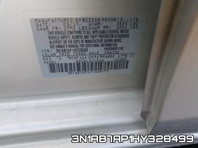 3N1AB7AP1HY328499 фото 2