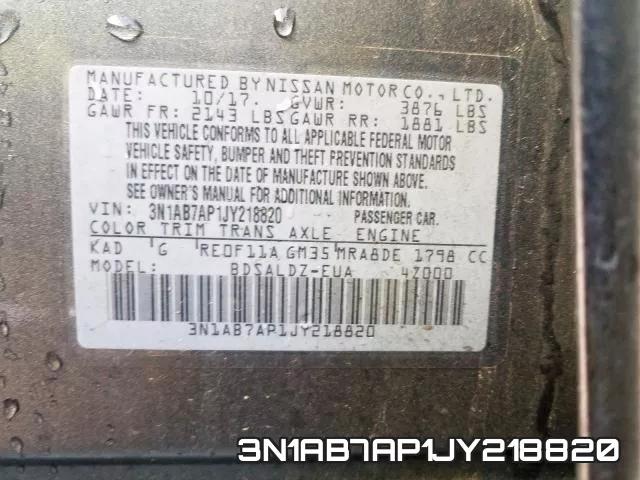 3N1AB7AP1JY218820 фото 2