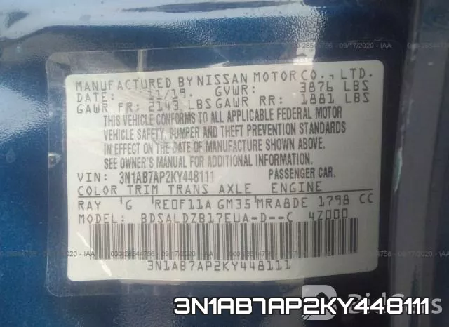 3N1AB7AP2KY448111 фото 10