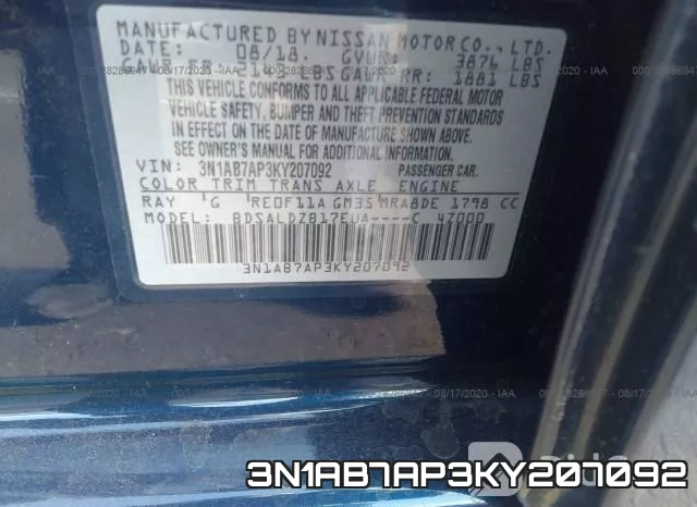 3N1AB7AP3KY207092 фото 10