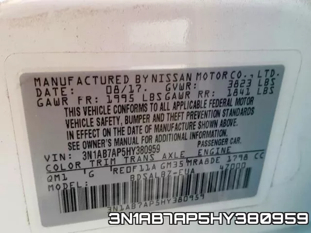 3N1AB7AP5HY380959 фото 2