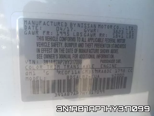 3N1AB7AP7HY317099 фото 2