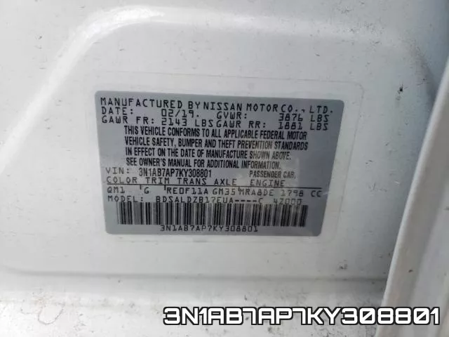 3N1AB7AP7KY308801 фото 2