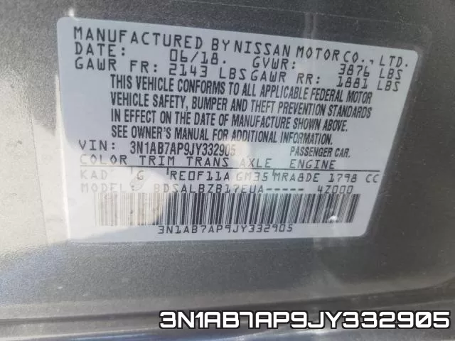 3N1AB7AP9JY332905 фото 2