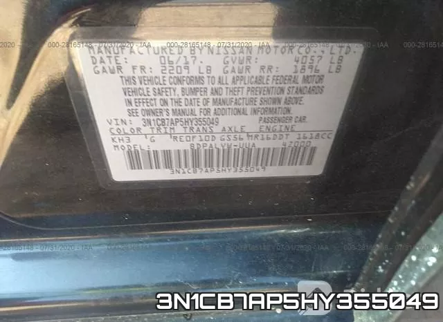 3N1CB7AP5HY355049 фото 10