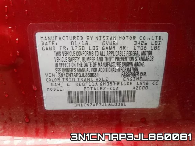 3N1CN7AP3JL860081 фото 2
