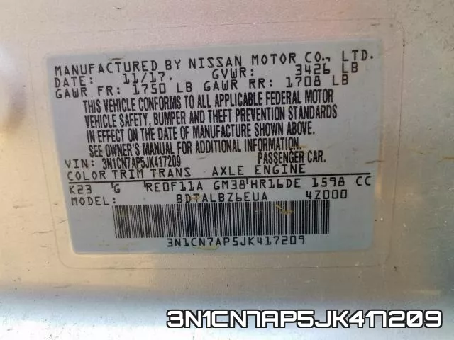 3N1CN7AP5JK417209 фото 2