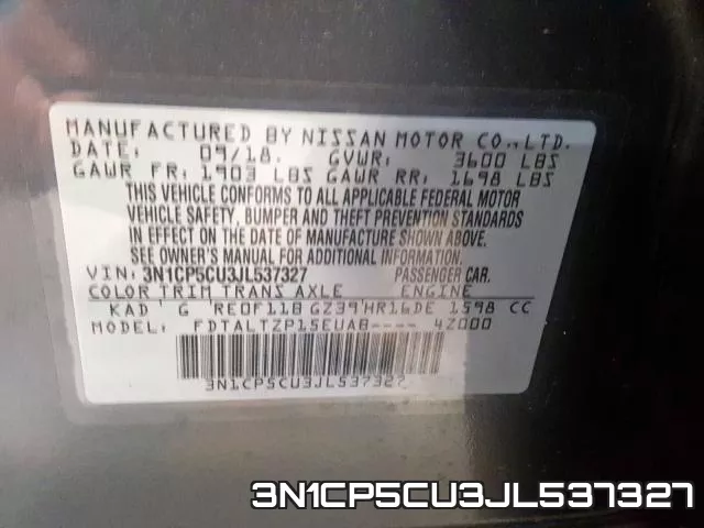 3N1CP5CU3JL537327 фото 2