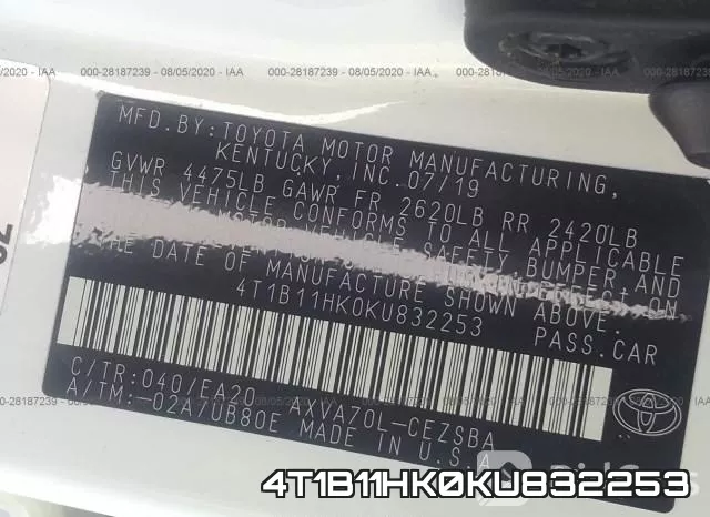 4T1B11HK0KU832253 фото 10