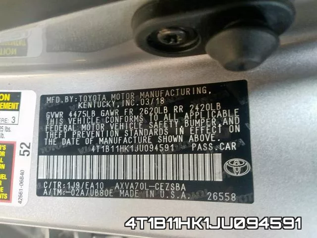 4T1B11HK1JU094591 фото 2