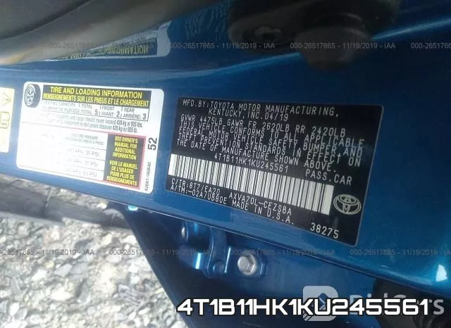 4T1B11HK1KU245561 фото 10