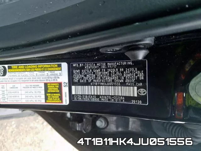 4T1B11HK4JU051556 фото 2