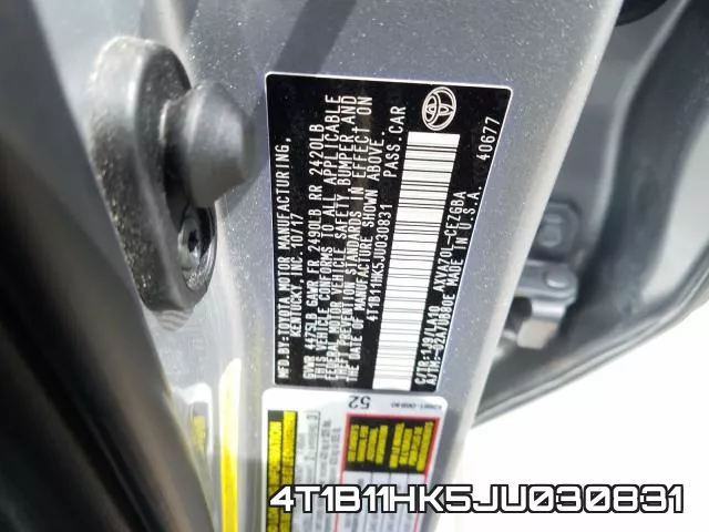4T1B11HK5JU030831 фото 2