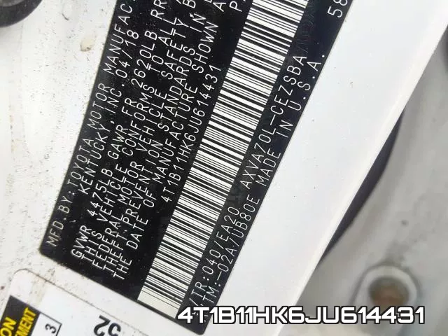 4T1B11HK6JU614431 фото 2