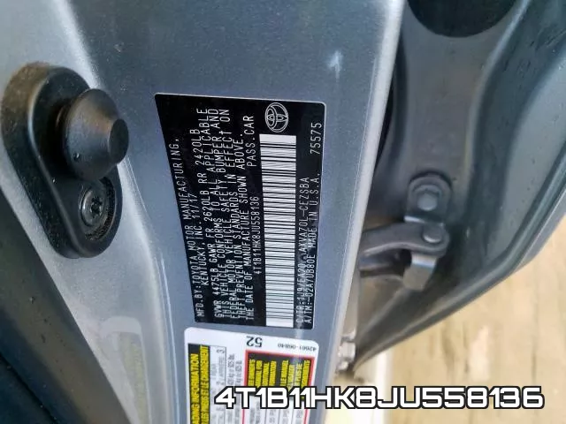 4T1B11HK8JU558136 фото 2