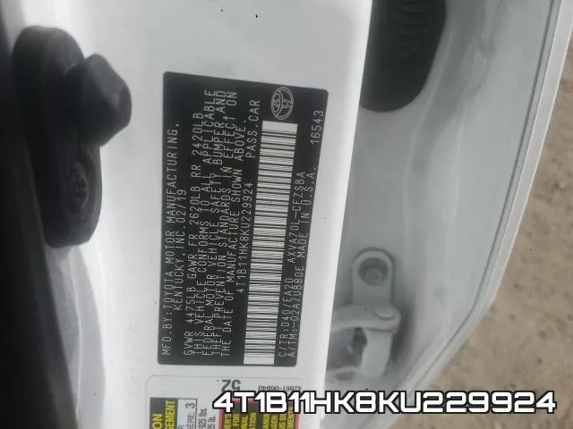 4T1B11HK8KU229924 фото 2