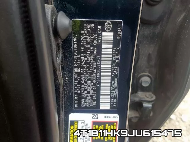 4T1B11HK9JU615475 фото 2
