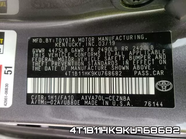 4T1B11HK9KU768682 фото 2