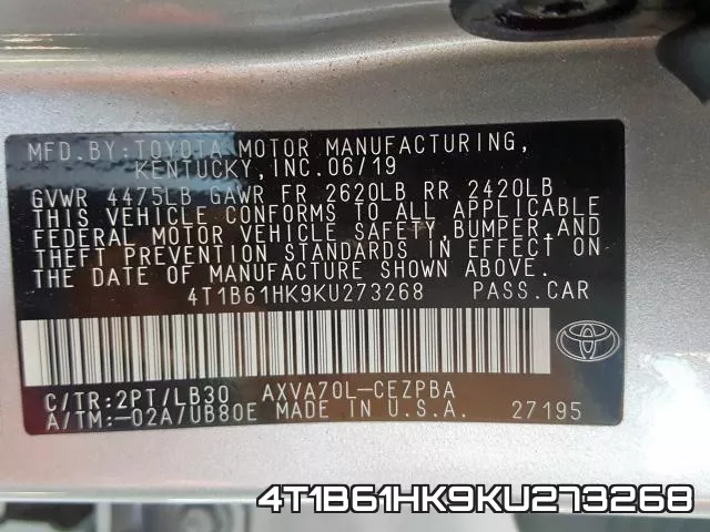 4T1B61HK9KU273268 фото 2