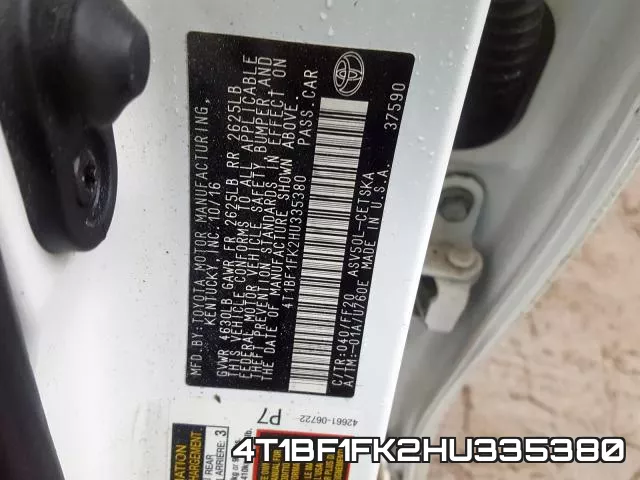 4T1BF1FK2HU335380 фото 2