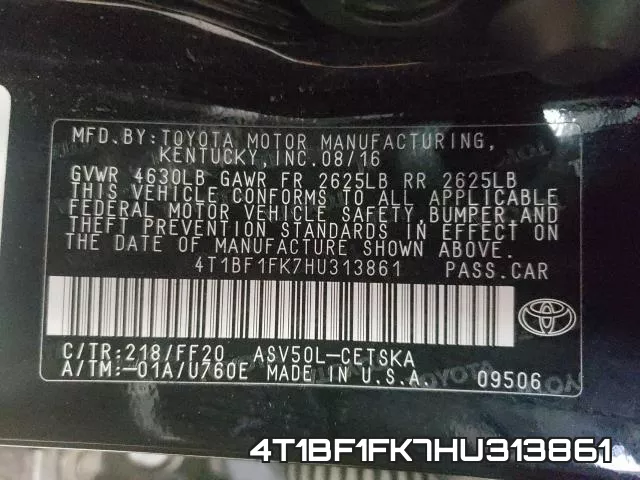 4T1BF1FK7HU313861 фото 2