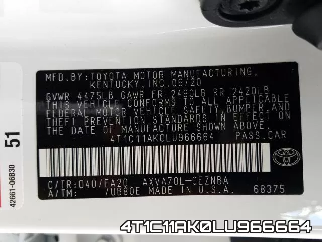 4T1C11AK0LU966664 фото 2